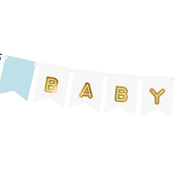 Guirlande Baby-Boy hvid/blå/guld 1,6m babyshower