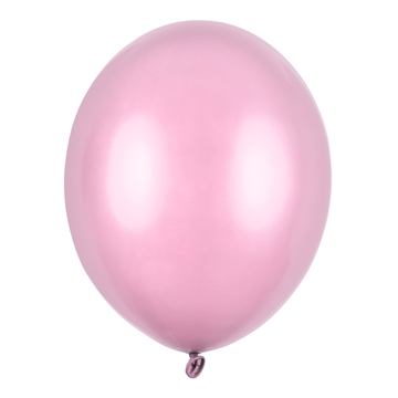 Balloner lys pink metallic 30cm, 10 stk. festartikler