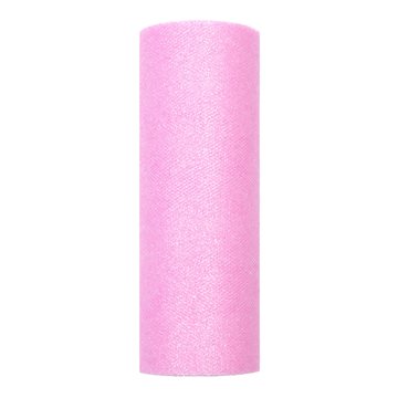 Tyl med glimmer lyserød 15cm x 9m bryllup pynt