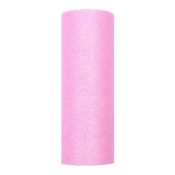 Tyl med glimmer lyserød 15cm x 9m bryllup pynt