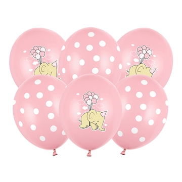 Balloner Elefant lyserød mix 30cm, 6 stk. barnedåb