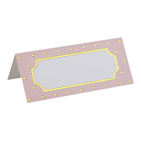 Bordkort Prikker lyserød/guld, 10 stk. borddækning