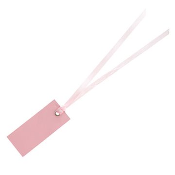 Manilamærker med satinbånd lyserød 3cm x 7cm, 12 stk. festartikler