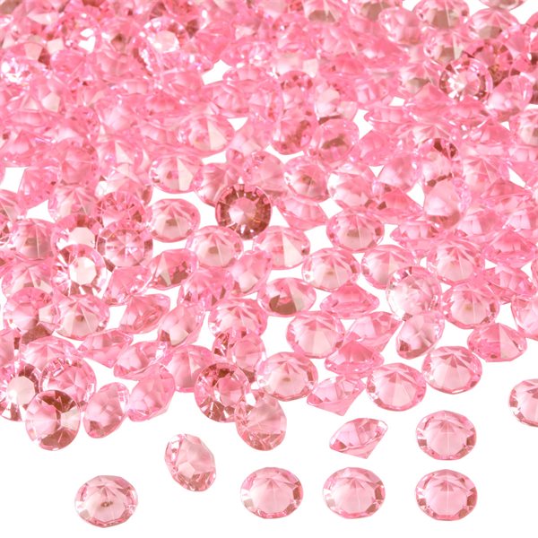 Pynte diamanter lyserød 1,2cm, 200 stk. bordpynt