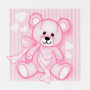 Servietter Babybamse lyserød 33cm x 33cm, 20 stk. festartikler