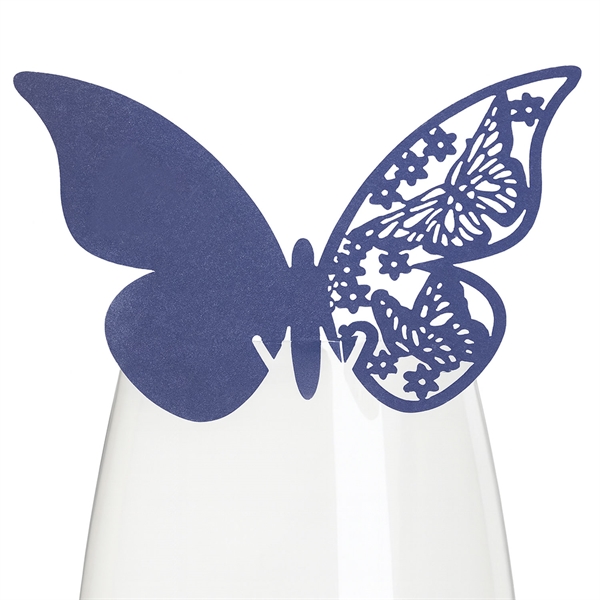 Bordkort Sommerfugl mørk blå perlemor, 10 stk. borddækning