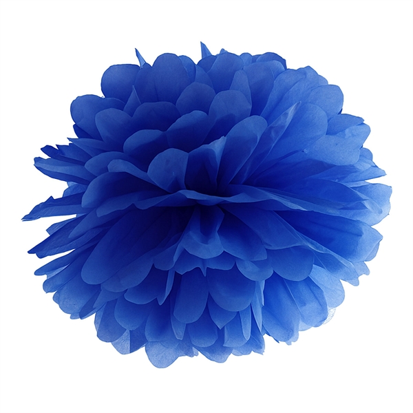 Pompon papirdekoration mørk blå 35cm festartikler