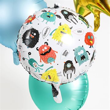 Folieballon Monster Happy Birthday 45cm fødselsdag