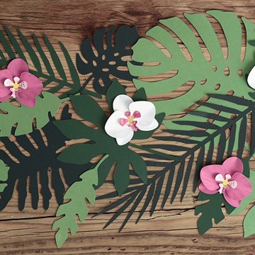 Papirdekoration Orkidé DIY hvid/lyserød 8,5cm, 6 stk. festartikler