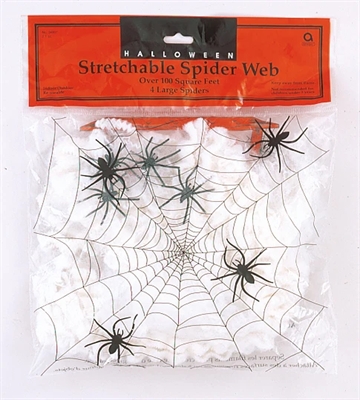 Halloween spindelvæv med 4 edderkopper – 57 g
