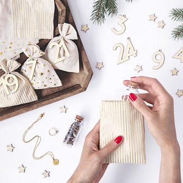 Julekalender-Kit til pakkekalender, 24 poser festartikler