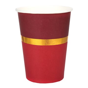 Papkrus rød/guld, 10 stk. borddækning til julefrokost