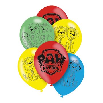 Balloner Paw Patrol multi 27,5cm, 6 stk. børnefødselsdag