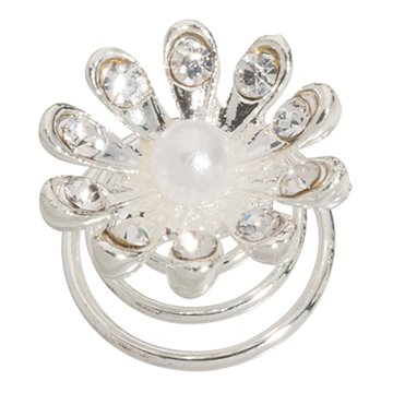 Hårspiral med diamantblomst og hvid perle festartikler