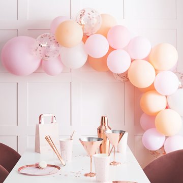 Ballonbue-Kit hvid/lys orange/lyserød pastel  festartikler