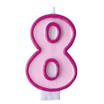 Fødselsdagslys tal 8 lyserød. festartikler