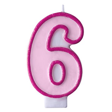 Fødselsdagslys tal 6 lyserød. festartikler