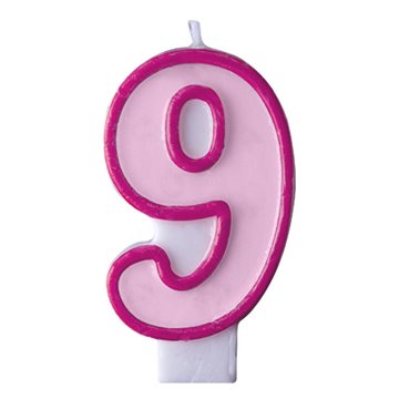 Fødselsdagslys tal 9 lyserød. festartikler
