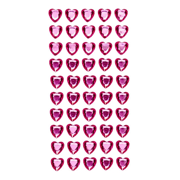 Selvklæbende Hjerte rhinsten pink 1cm, 50 stk. kreativ