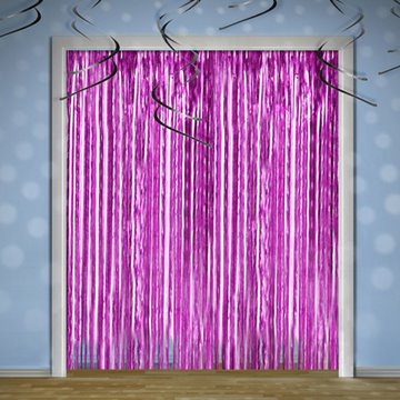 Lametta forhæng/backdrop pink metallic 2,5m x 90cm festartikler