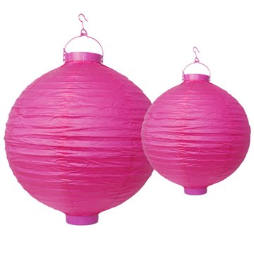 Lanterne med LED pink 30cm. festartikler