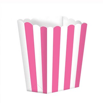 Popcorn bæger hvid/pink, 5 stk. festartikler