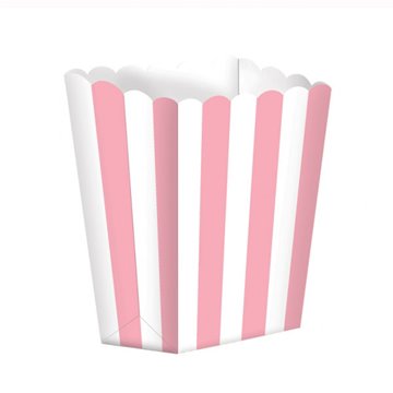 Popcorn bæger  hvid/lyserød, 5 stk. festartikler