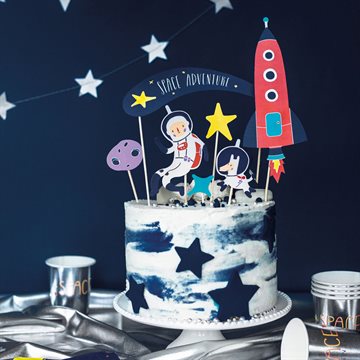 Cake Topper Space - Rumfart, 7 stk. børnefødselsdag
