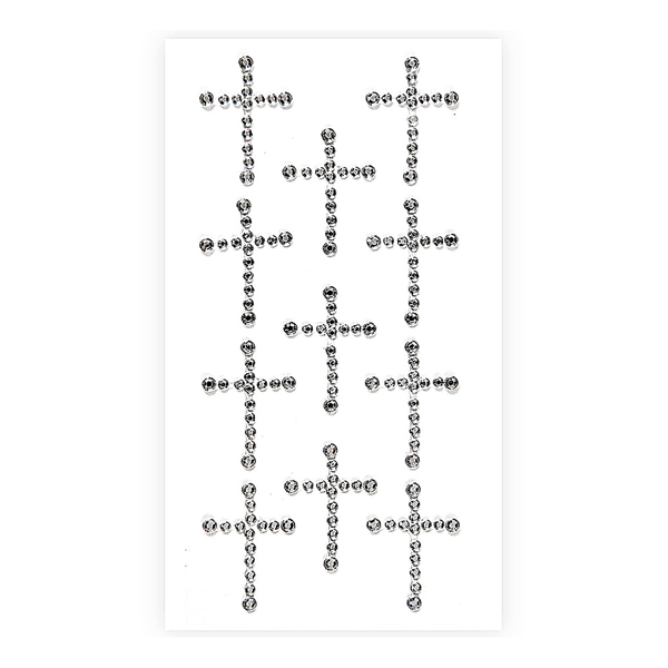 Stickers Kors rhinsten 3,5cm, 11 stk. selvklæbende pynt