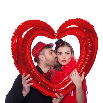 Folieballon Hjerte selfie-ramme rød 70cm x 80cm festartikler