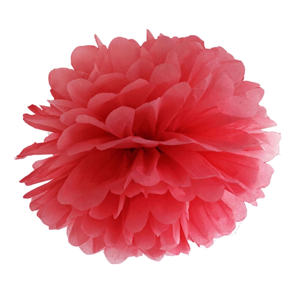 Pompon papirdekoration rød 30cm festartikler