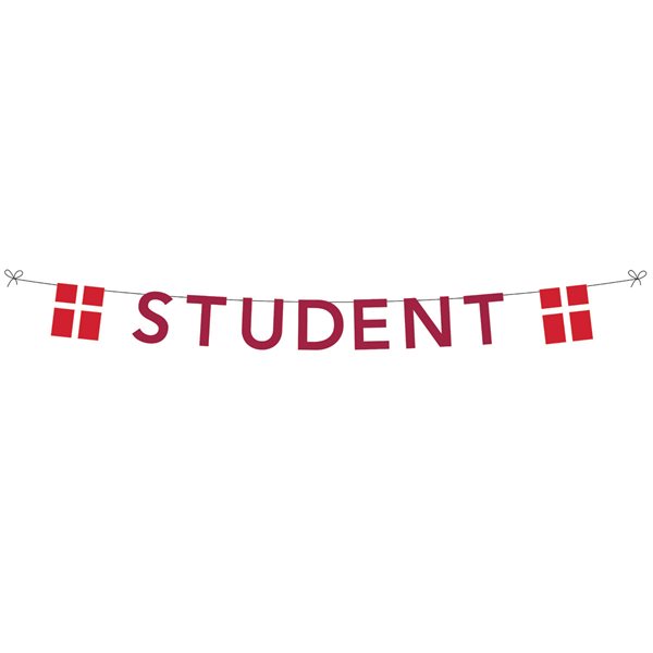Guirlande Rød Student og flag Dannebrog 4m studenterfest