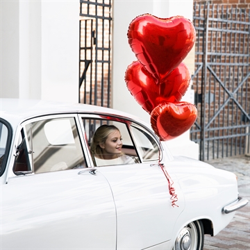 Folieballon Hjerte rød 45cm bilpynt til bryllup