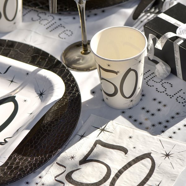 Papkrus 60 år fødselsdag hvid/sort, 10 stk.