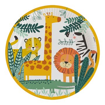 Paptallerken Safari Dyr 23cm, 8 stk. børnefødselsdag