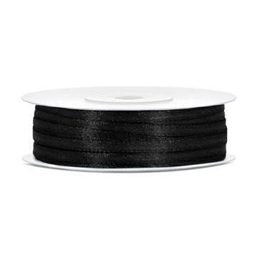 Satinbånd sort 3mm x 50m