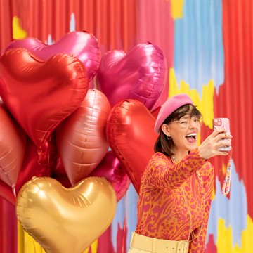 Folieballon Hjerte pink 75cm x 65cm selfie baggrund