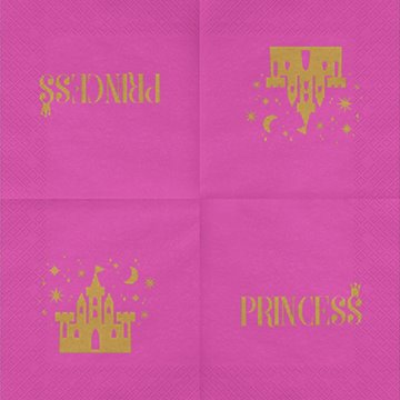 Servietter Princess pink/guld 33cm x 33cm, 20 stk. festpynt