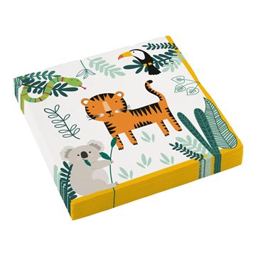 Servietter Safari Dyr 33cm x 33cm, 16 stk. festartikler børnefødselsdag