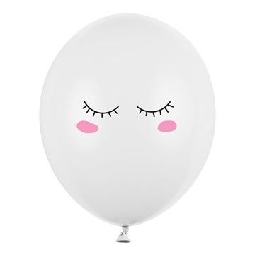 Balloner Cute Smiley  hvid/pink 30cm, 50 stk. festartikler