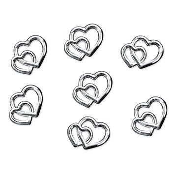 Dobbelt hjerter sølv 1,5cm, 25 stk. festartikler