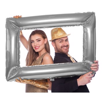Folieballon selfie-ramme sølv 60cm x 85cm festartikler