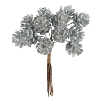 Kogler sølv 2cm, 12 stk. blomsterbinding