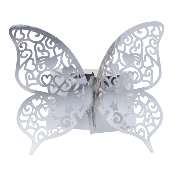 Servietring Sommerfugl sølv metallic, 10 stk. borddækning