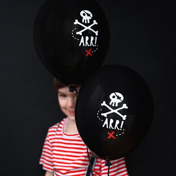 Balloner Pirat - Sørøver sort 30cm, 6 stk. heliumballoner