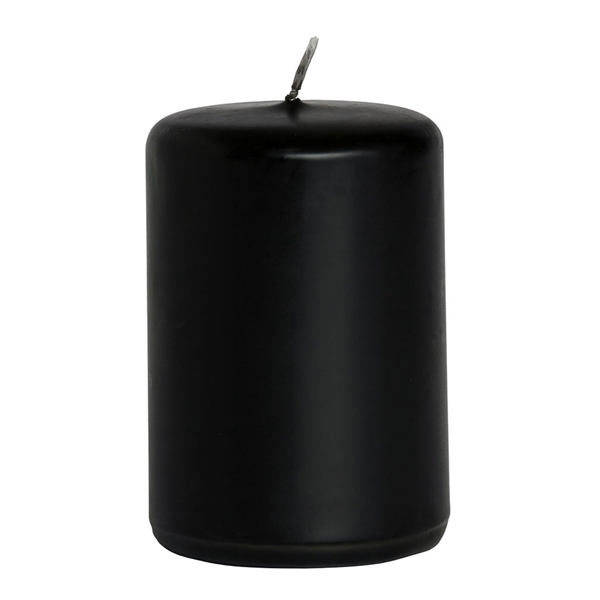Bloklys sort 4cm x 6cm, 6 stk. stearinlys