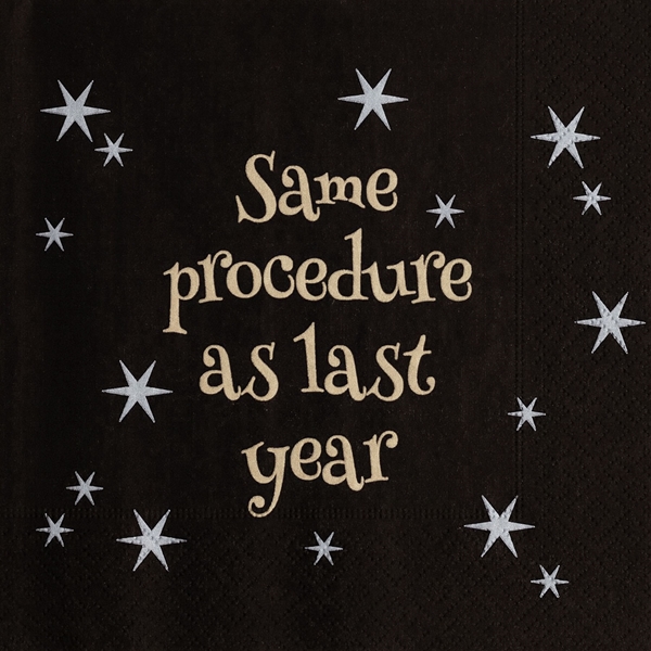 Servietter Same Procedure As.../90 års fødselsdag sort/guld, 20 stk. nytårsservietter