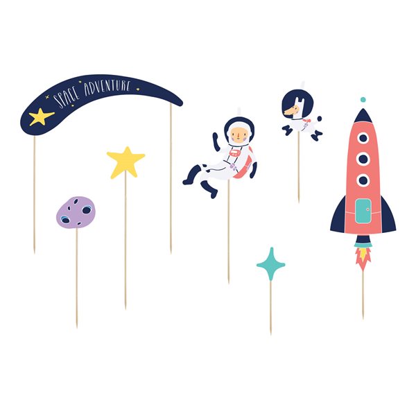 Cake Topper Space - Rumfart, 7 stk. festartikler