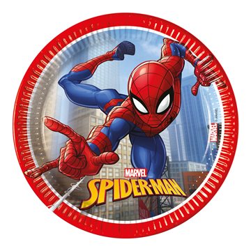 Paptallerken Spiderman 20cm, 8 stk. børnefødselsdag