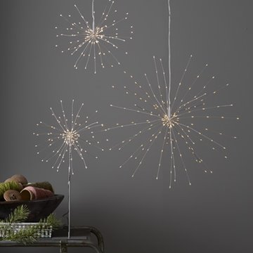 Firework Julestjerne på fod sølv 50cm, 120 LED-lys festartikler